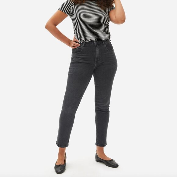 EVERLANE The Curvy Cheeky Straight Jean Size 24 Ankle Length Washed Black - Picture 3 of 8